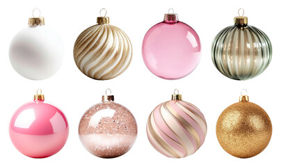PNG Elegant festive Christmas ornaments, element set on transparent background