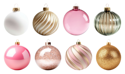 PNG Elegant festive Christmas ornaments, element set on transparent background