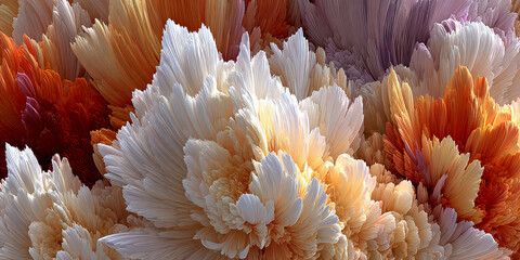 Macro Closeup of Textured Flower Petals in Abstract White Orange and Brown Colors