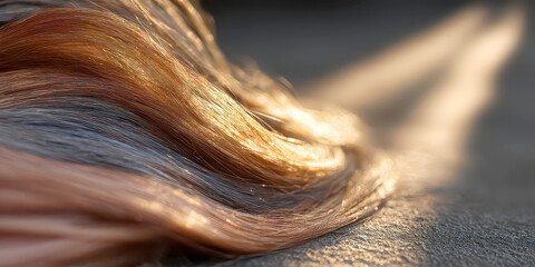 Luxurious Golden Brown Hair Texture Illuminated by Sunlight
