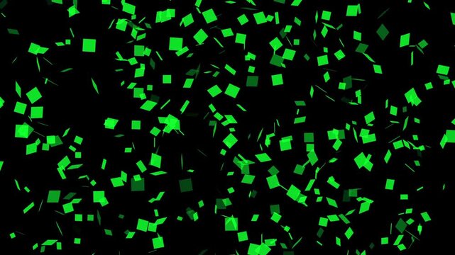 Colorful green squares dance in a mesmerizing display against a dark background, captivating the viewer's imagination and creating a unique visual experience