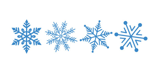 blue snowflake icon set for winter and christmas design