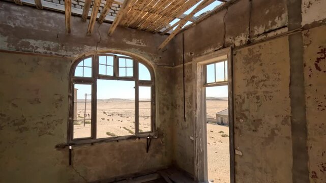 Kolmannskuppe (Kolmanskop) Ghost Town in Namibia with the abandoned buildings, Namib desert, Africa