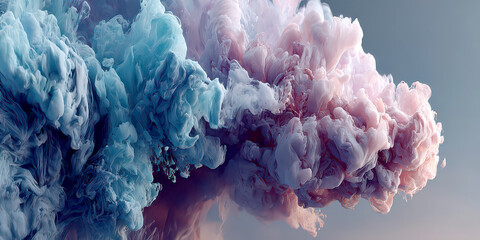 Ethereal Ink Clouds Swirling Blue and Pink Smoke Abstract Background