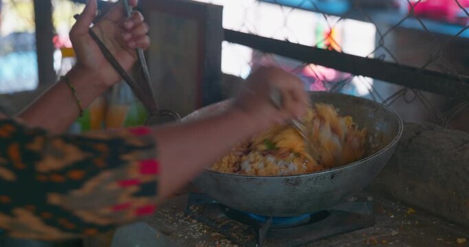 Poha making in village roadside hotel with spicy rassa recipe and authentic Indian breakfast style