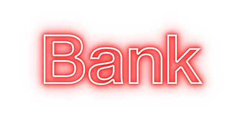 Red neon bank sign no background