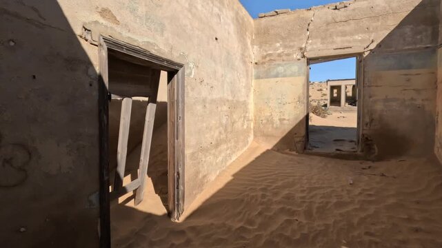 Kolmannskuppe (Kolmanskop) Ghost Town in Namibia with the abandoned buildings, Namib desert, Africa
