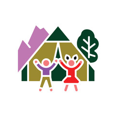 Fototapeta premium Kids Camp Squad color flat icon for digital and print projects.