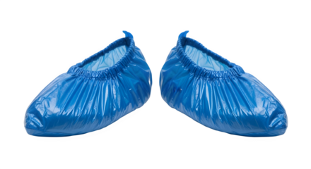 Pair of Blue Disposable Protective Shoe Covers isolated PNG with Transparent Background