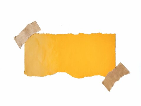 Blank torn orange note paper isolated on white background. Copy space	
