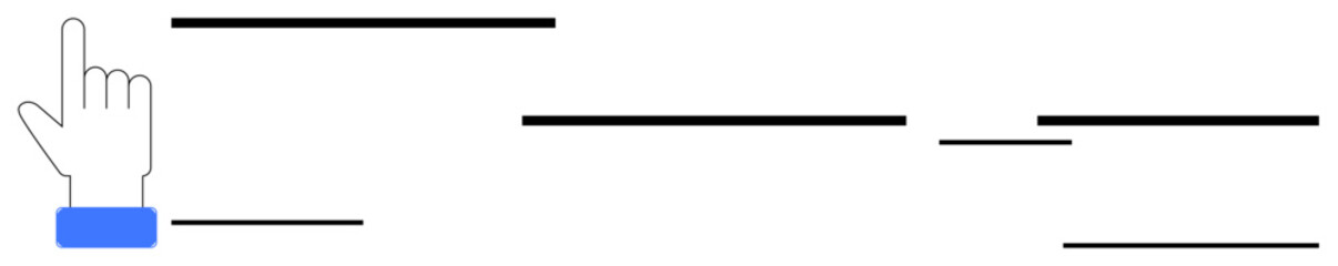 Hand cursor pointing at horizontal lines suggesting menu selection, navigation, or interaction. Ideal for technology, user interface, communication, website, mobile app, interaction simplicity