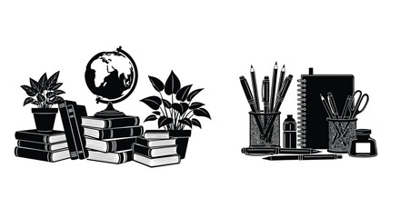 Black and white illustrations depicting two distinct mosque architectural designs