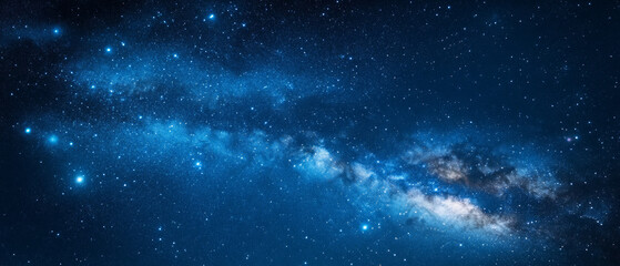 Starry sky with Milky Way, bright constellations on dark background.
Great for scientific publications about space, astronomy, book cover design about the universe.