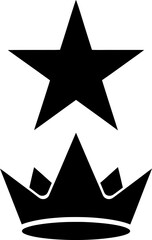 Obraz premium Iconic black silhouette of a five pointed star above a royal crown