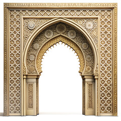 Obraz premium An intricately carved islamic archway isolated on transparent background, showcasing the beauty of traditional middle eastern architecture and design elements