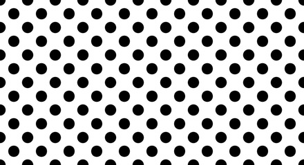 Seamless pattern of black dots on a white background, repetitive geometric design for texture or decoration