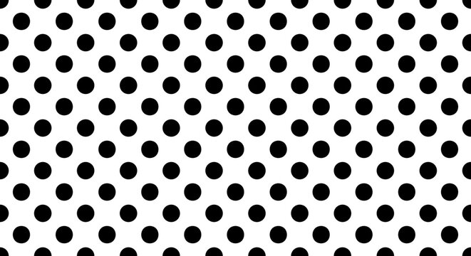 Seamless pattern of black dots on a white background, repetitive geometric design for texture or decoration