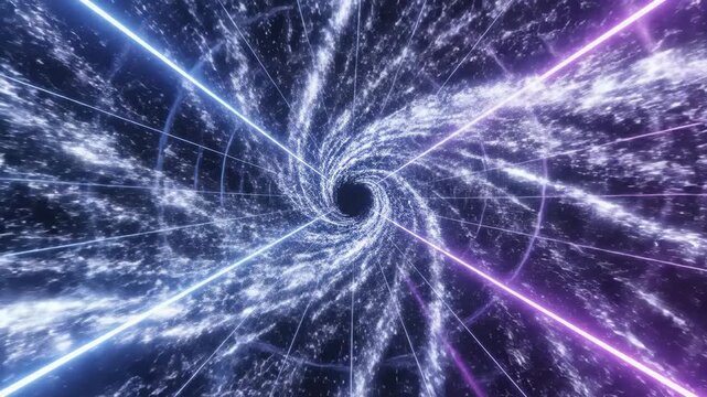 Futuristic 3D Glowing Cyber Tunnel with AI Data Stream Loop