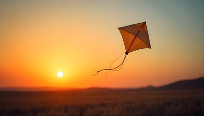  A lone kite flies silhouetted against a brilliant orange Makar Sankranti sunset glow.