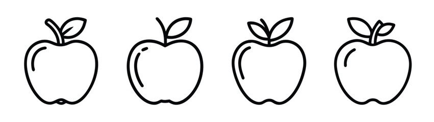 Simple line art apple icons four variations for design