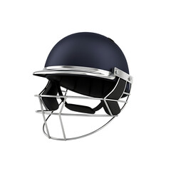Protect your game with this professional dark blue cricket helmet featuring a silver grille, essential for player safety and performance on the field.