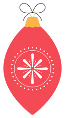 Red Christmas ornament with white snowflake