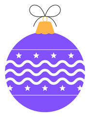 Purple Christmas ornament with wavy lines and stars