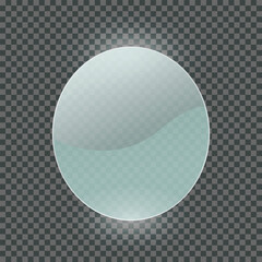 glass,oval,clear realistic vector transparent clear glass oval panel or screen overlay design element with reflective highlight