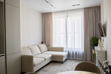 A Cozy, Modern Living Room Adorned with Natural Light and Minimalist Decor Elements