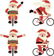 Obraz premium santa riding bike in amazing postures