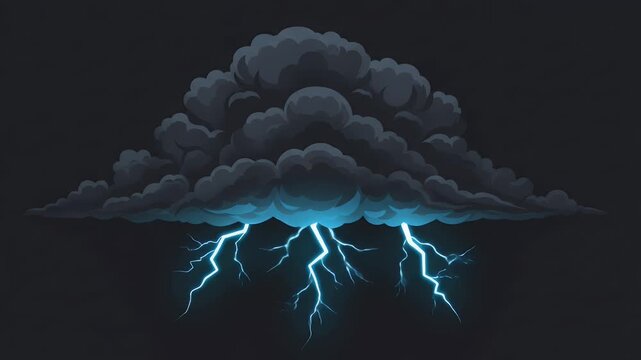 A stylized illustration features a dark, ominous cloud with vibrant blue lightning bolts striking down