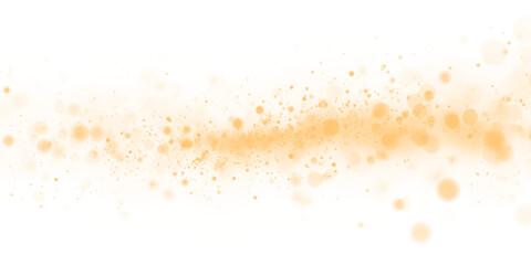 Magical golden flare and sparkling particles with stardust line, shine, and glowing motion.  Atomization of golden dust particles png. Holiday powder dust for cards, invitations, banners.