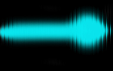 Bright turquoise neon arrow on a black background