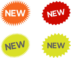 Stickers for New Arrival shop product tags, new labels or sale badges and banners. New sticker set, discount sticker, special price, advertising campaign, jagged starburst sticker icon, sale sticker.