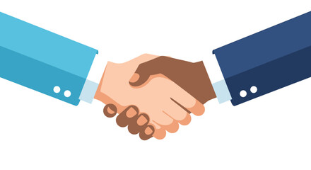 Illustration of two hands shaking, symbolizing agreement, cooperation, and partnership in business.