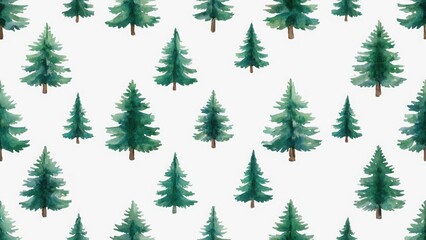 Obraz premium Seamless watercolor pattern with fir trees on a light background