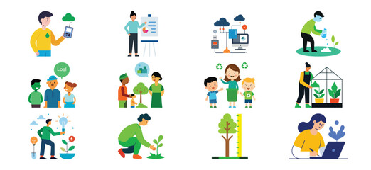Fototapeta premium Diverse people caring for plants and nature illustrating environmental responsibility and sustainability concepts