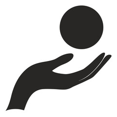 Simple Hand Holding or Offering Sphere, Representing Generosity and Support
