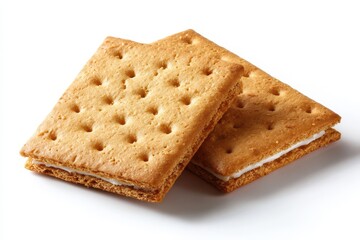 Fototapeta premium Graham Cracker Isolated. Basic Biscuit Cracker with Crispy Texture Close Up