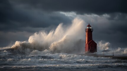 Grand Haven, Michigan Lighthouse: The Power of Lake Michigan's Tempestuous Waves