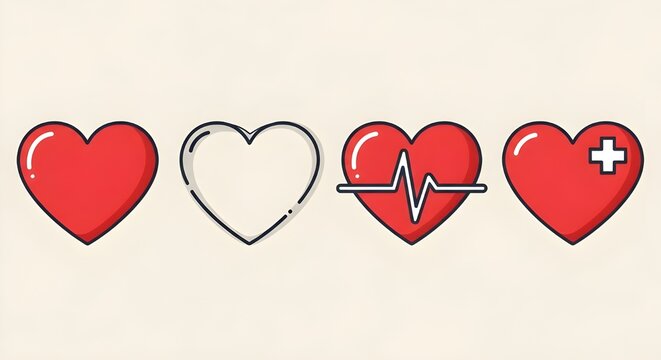 Icono de coraz&oacute;n en signos vectoriales aislados de dise&ntilde;o lineal.