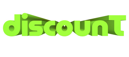 discount, green word on white, 3d rendering