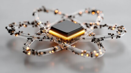 Digital Core Emblem: A visually captivating digital core emblem, symbolizing the heart of innovation in a high-tech era, evokes a sense of technological sophistication and cutting-edge advancements.