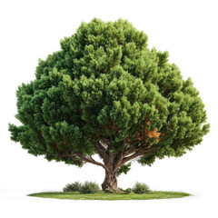 Tall Evergreen Cypress Tree in Green Grass