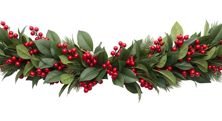 Holiday Garland with Berries, isolated on transparent background