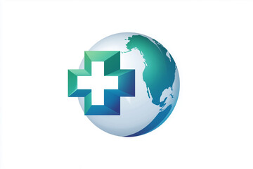 Obraz premium Globus mit medizinischem Kreuz – Symbol für globale Gesundheit und internationale Medizin