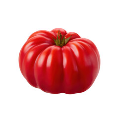 A single ripe red heirloom tomato isolated on transparent background