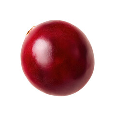 Obraz premium A single ripe cranberry isolated on a transparent background, highlighting its deep red color and smooth surface