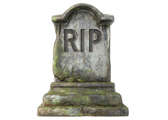 Old gravestone with RIP inscription isolated