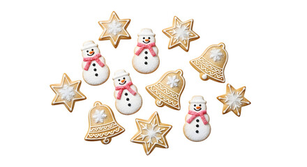 Festive Christmas Cookies, isolated on transparent background